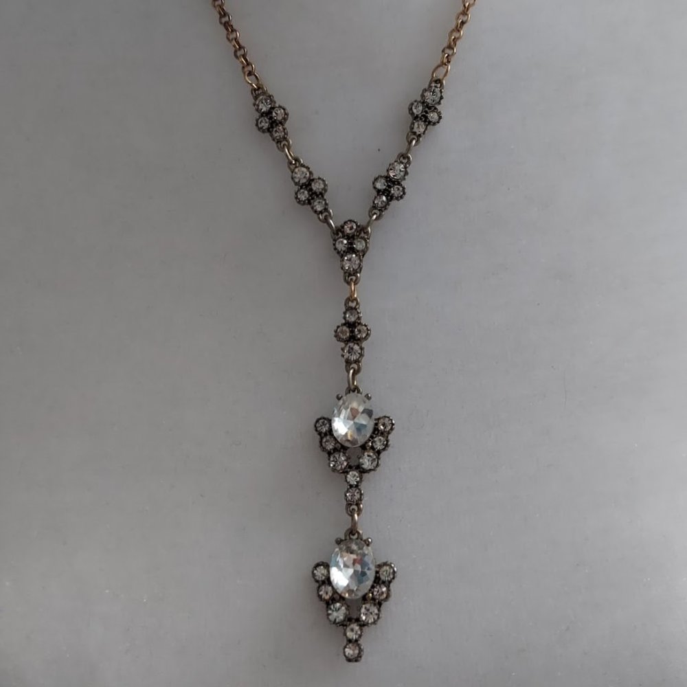 Spring Street Gold Cubic Drop Jewel Zirconia Statement Necklace 20"